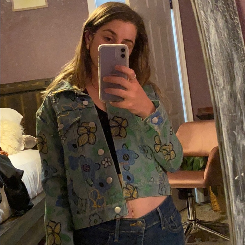 NWOT Embroidered UO denim jacket